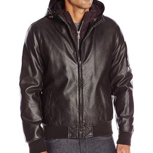 TOMMY HILFIGER • FAUX LEATHER BOMBER JACKET